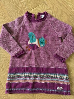 Souris Mini – Robe tricotée oiseaux – 12-18 mois